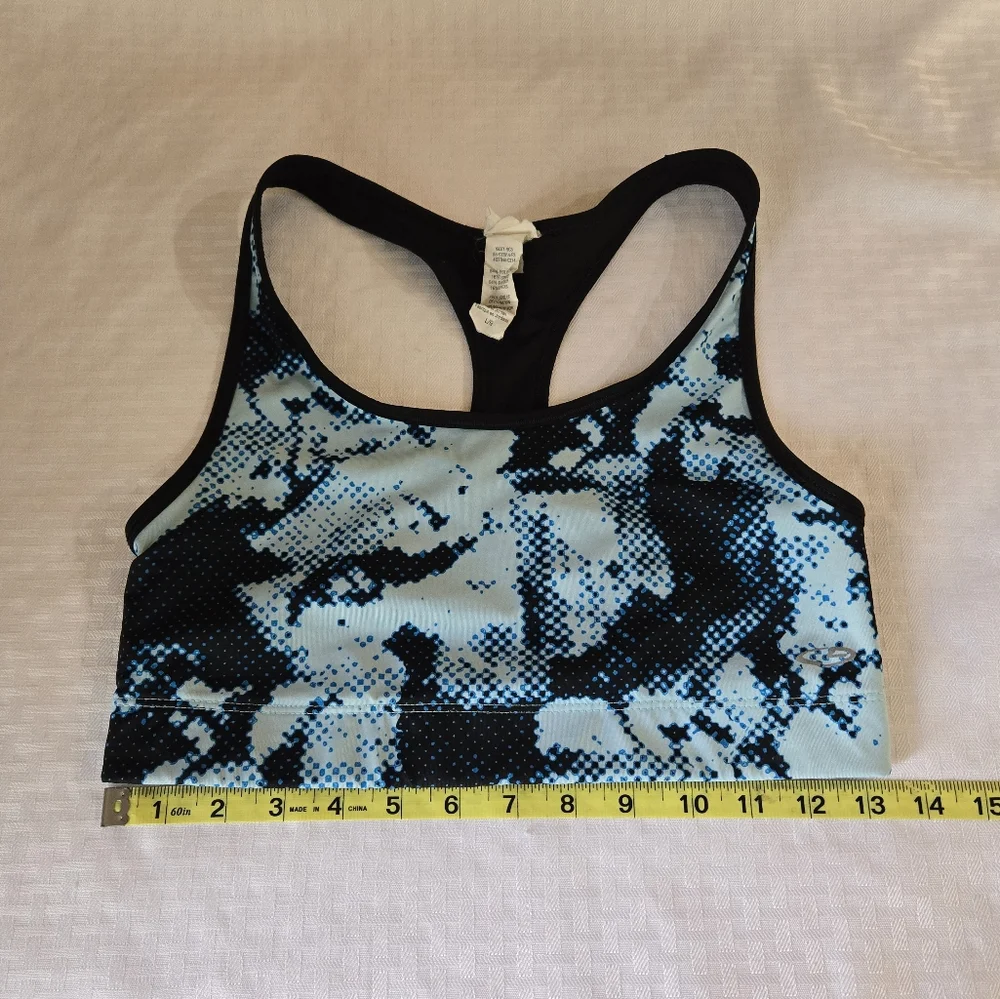 Blue and Black Women's Sports Bra